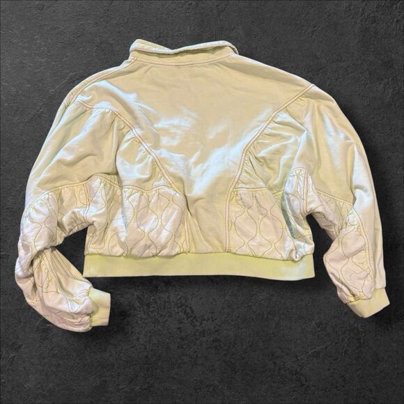 Out From Under Urban Outfitters Boho Quilted Half Zip Sweatshirt Yellow S Flawed - Picture 2 of 8